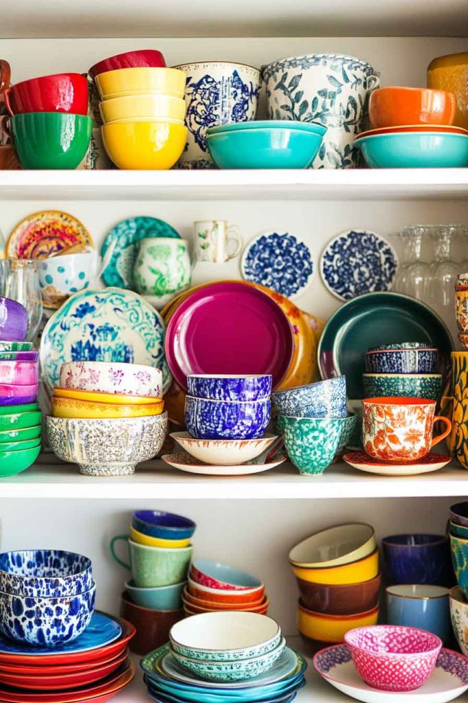 Colorful Dishware and Glassware