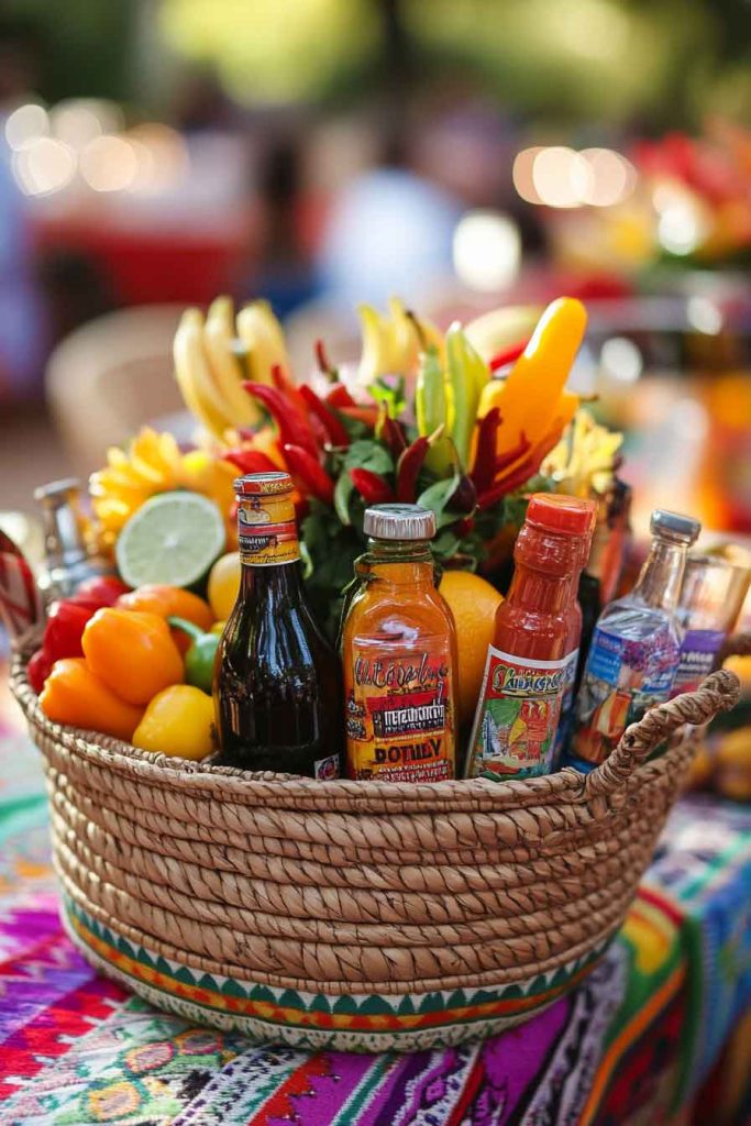 Woven Basket with Market Finds