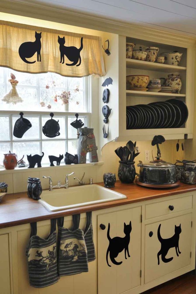 Black Cat Kitchen with Feline Features