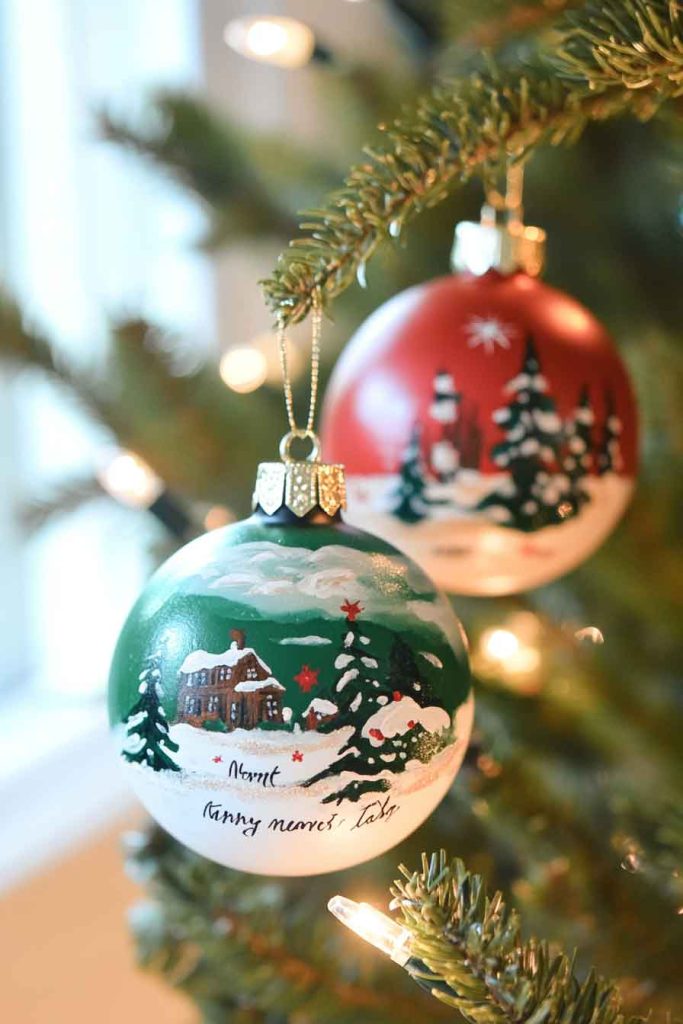 Painted Wooden Ornaments with Names and Dates