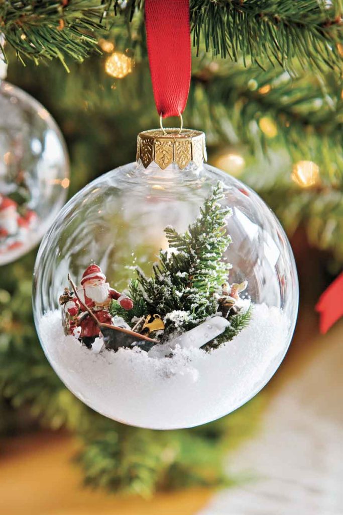 Clear Glass Ornament with Fake Snow Inside