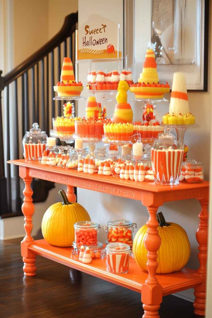 Candy Corn Inspired Entry Table