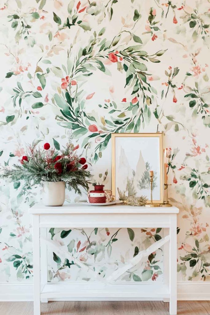 Watercolor Christmas Wreath Wallpaper