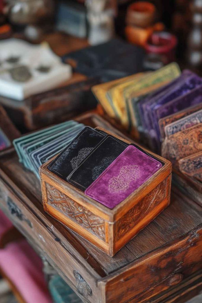 Tarot Card Storage Box with Velvet Lining