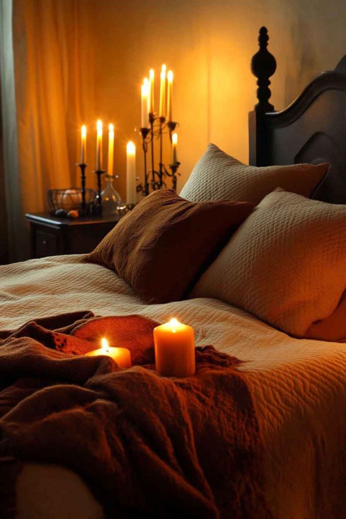 Cozy Candlelit Halloween Bedroom
