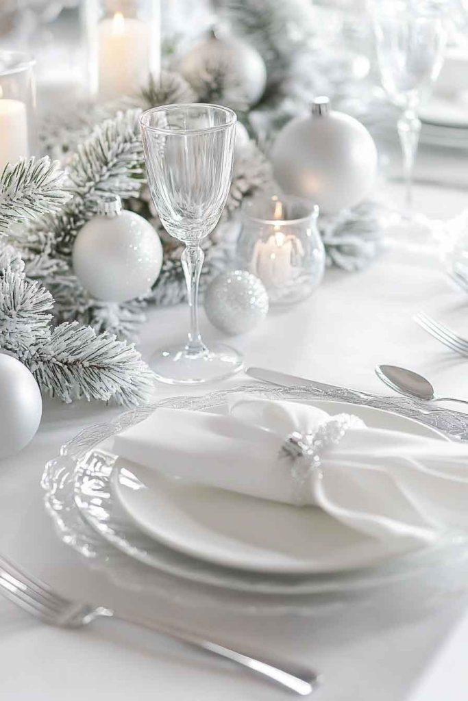 Frosted Pine and White Table Setting