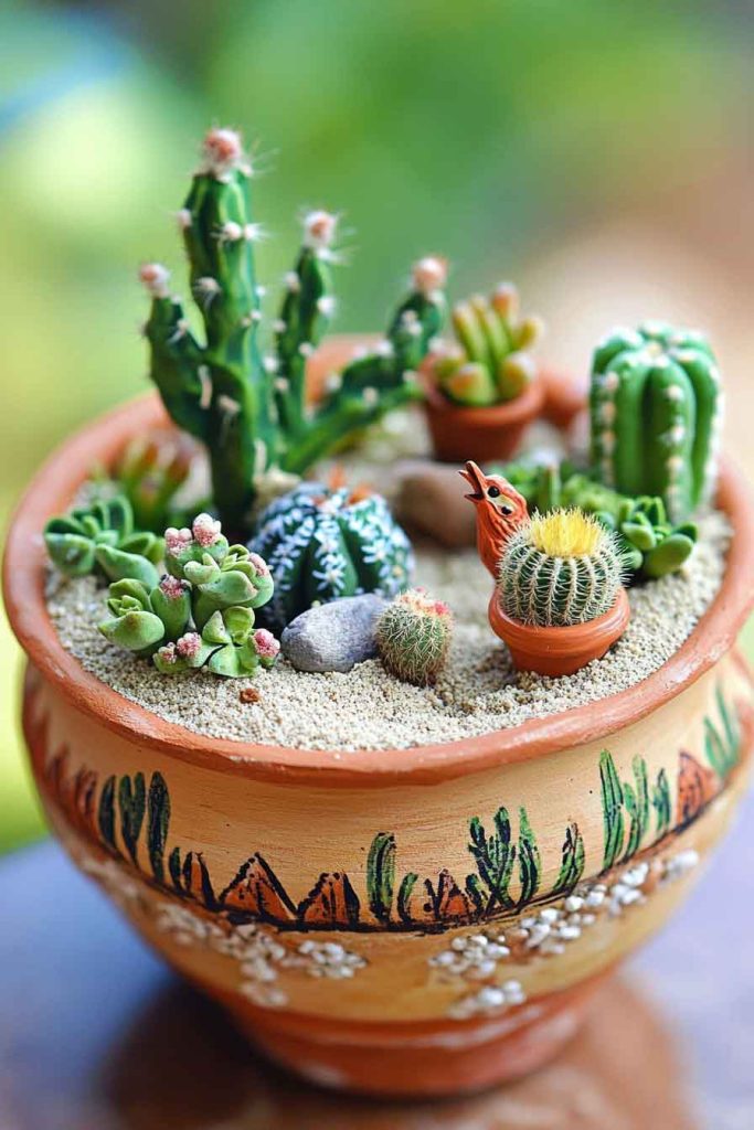 Miniature Desert Garden with Cacti