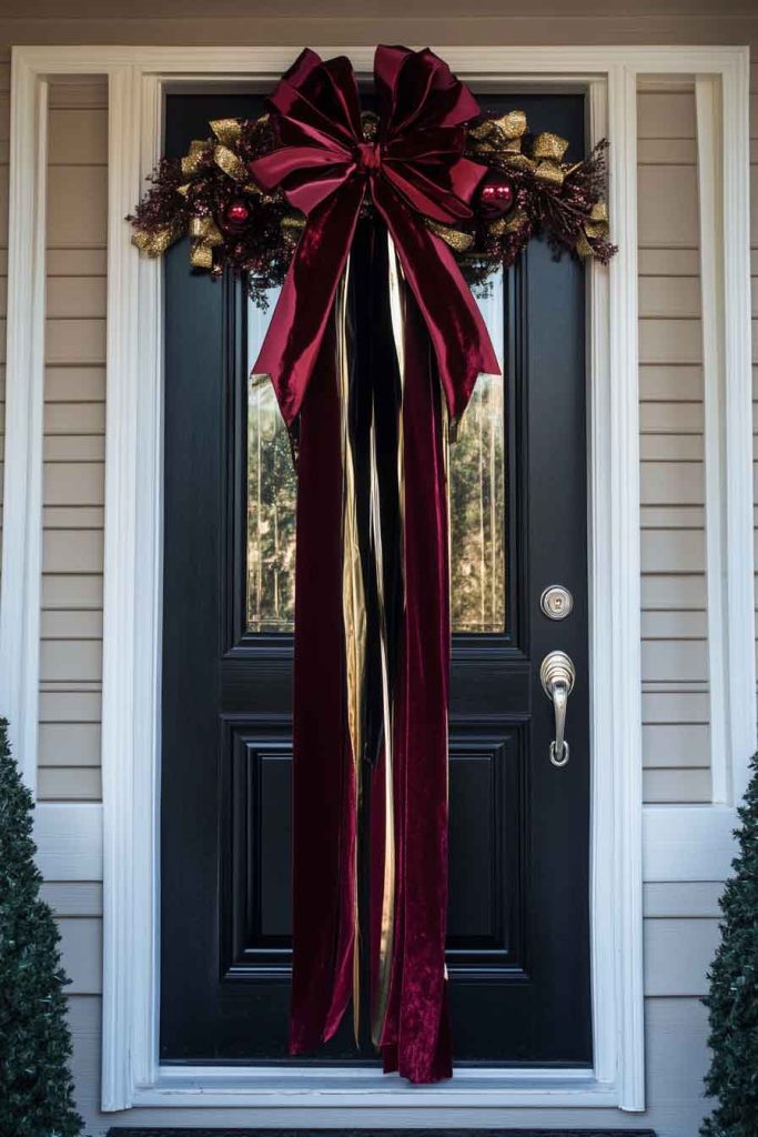 Ornate Ribbon Door Bow with Cascading Streamers