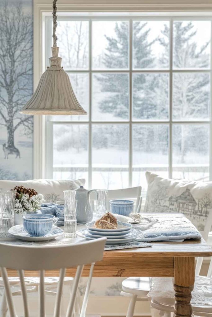 Frosted Window Christmas Scene Wallpaper