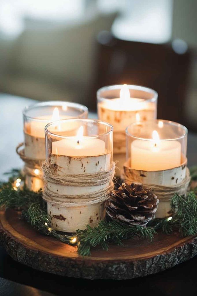  Bark-Wrapped Candle Holders