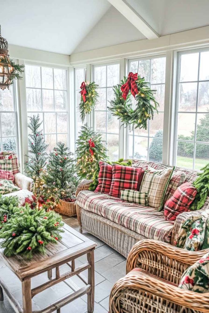 Warm and Inviting Sunroom with Natural Greenery