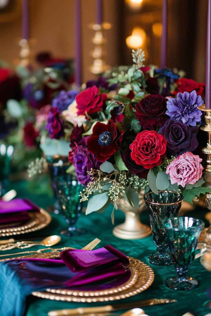 Jewel-Tone Luxe Christmas Table