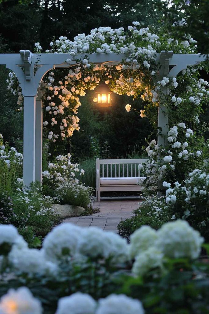 Moonlight Garden with White Flowers