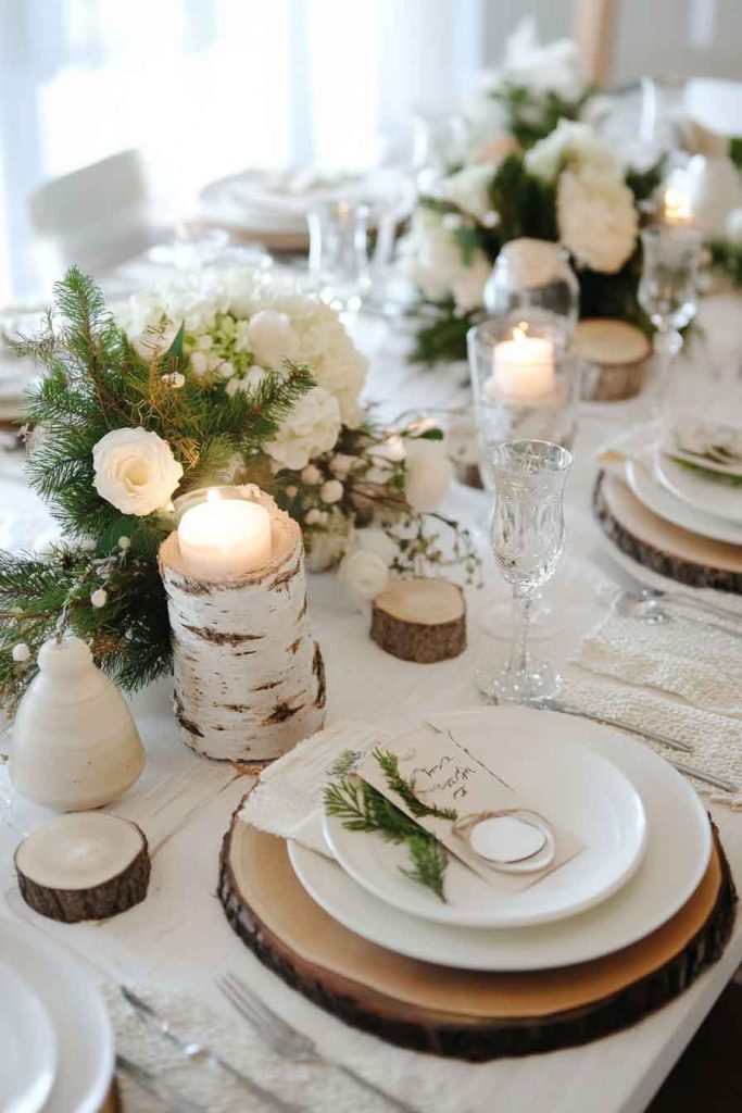 Rustic Birch and White Table