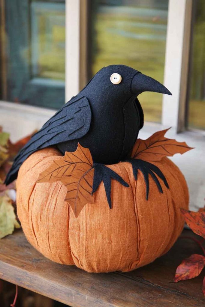 Primitive Crow on Pumpkin
