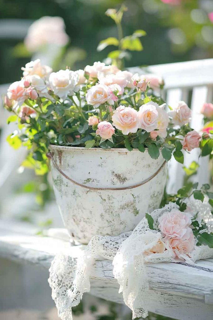 Shabby Chic White-Washed Planter