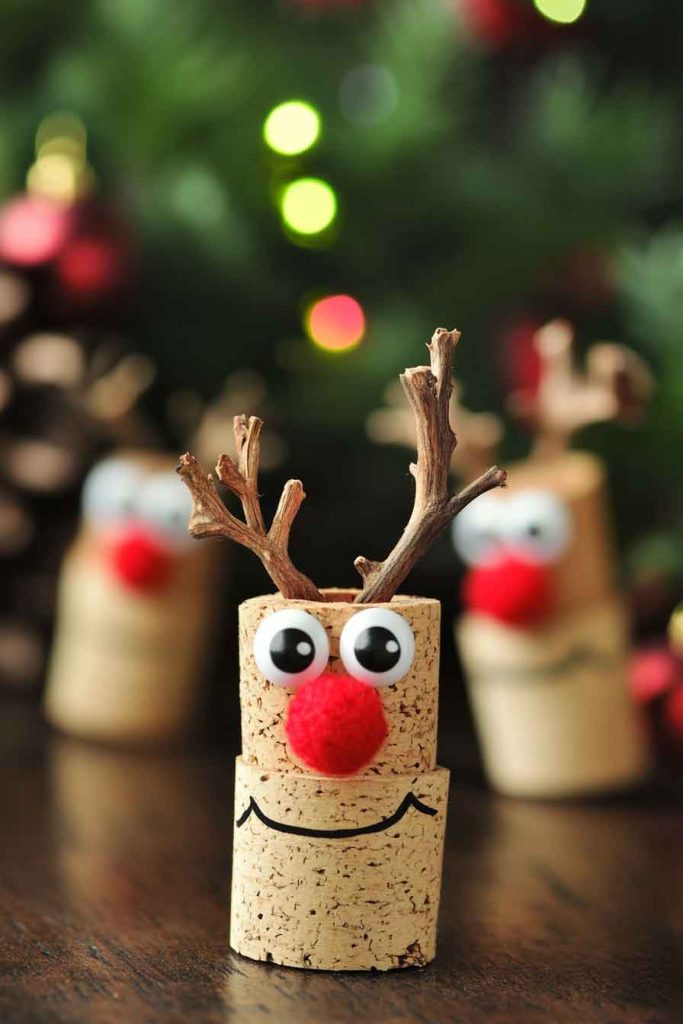 Wine Cork Reindeer Ornaments