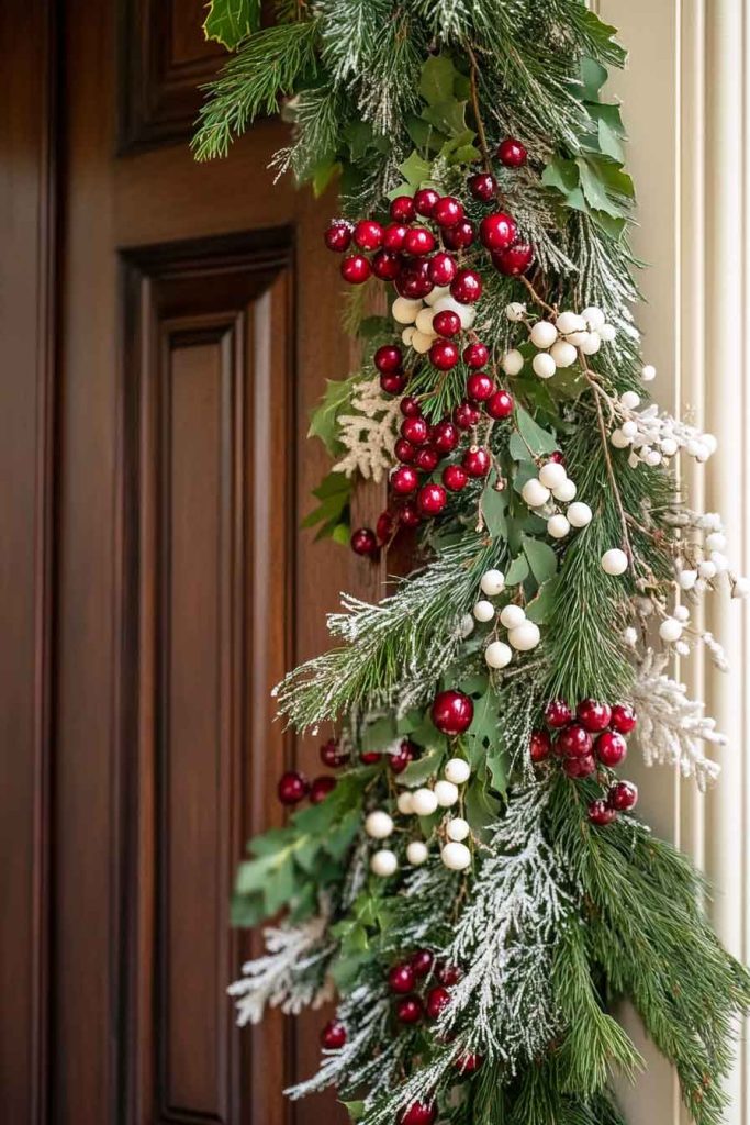 Festive Greenery and Cranberry Door Garland