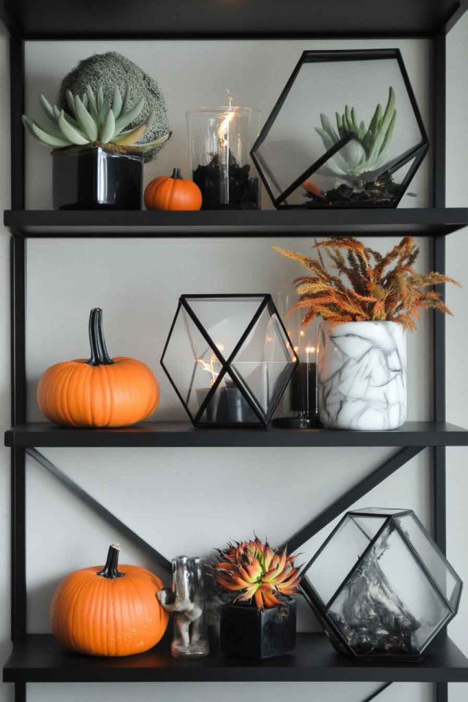 Modern Geometric Halloween Shelving Display