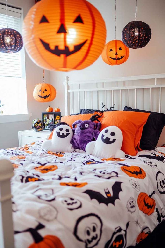 Whimsical Halloween Bedroom with Playful Elements