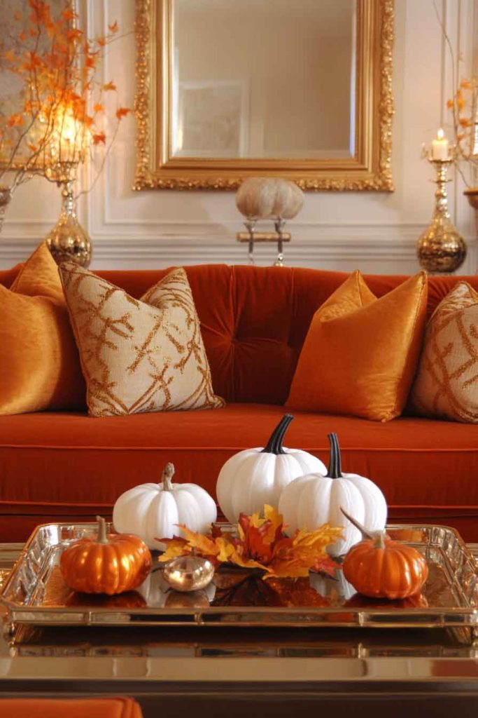 Elegant Orange and Gold Living Room