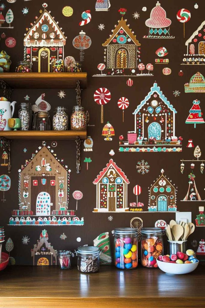 Festive Gingerbread House Wallpaper