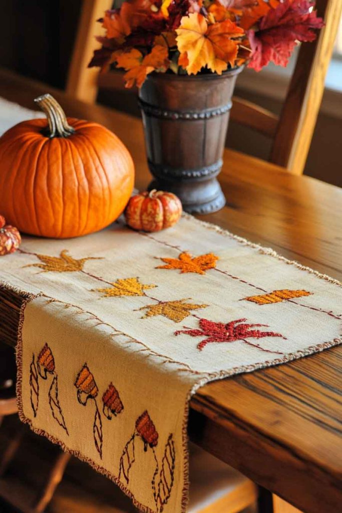 Hand-Stitched Fall Table Runner