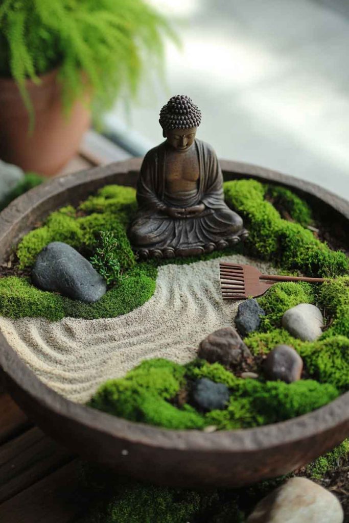 Layered Moss and Stone Zen Garden