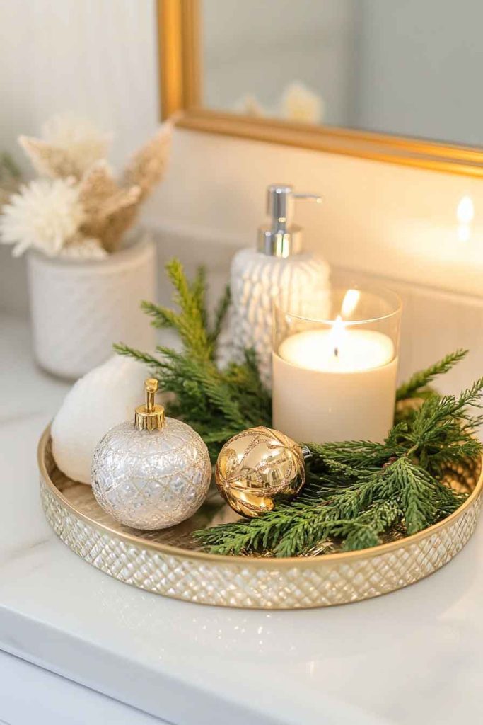 Christmas Bathroom Tray Styling