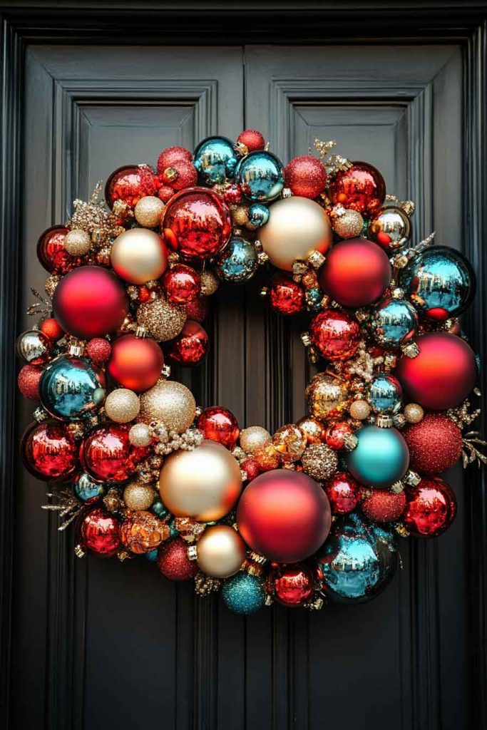 Luxe Ornament Ball Wreath Installation