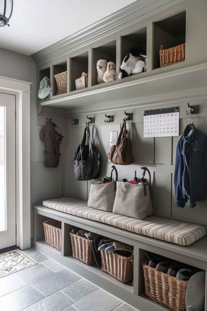 Organized Mudroom with Family Storage