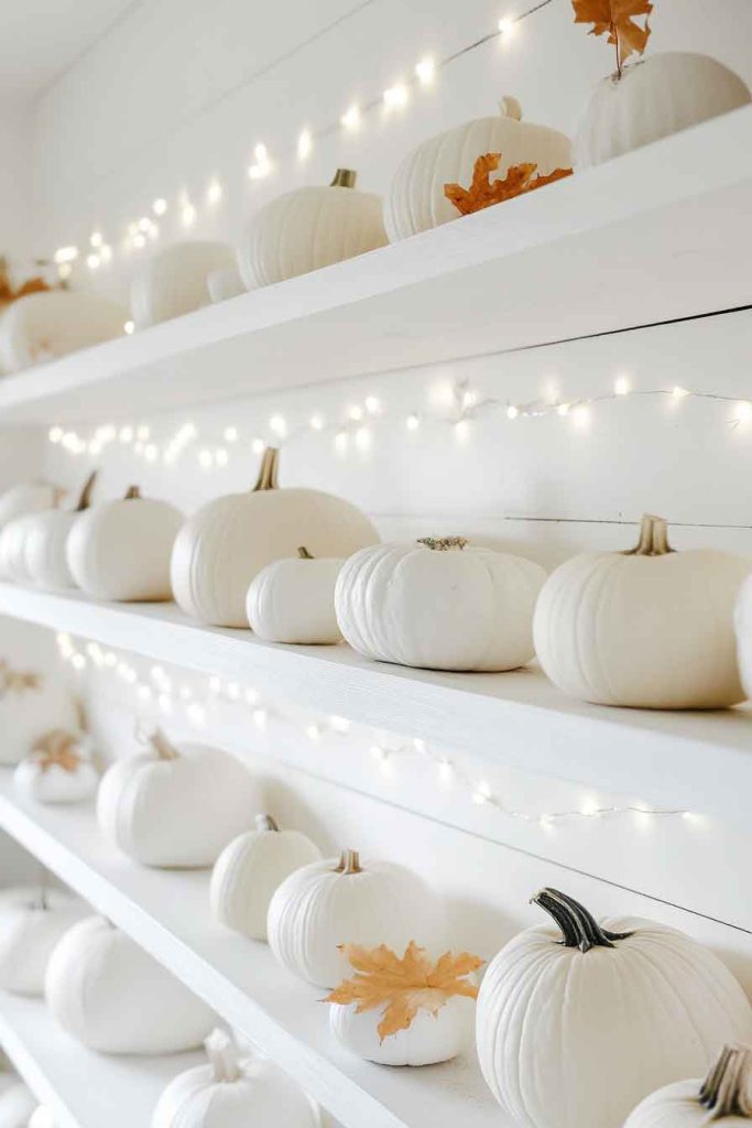 Minimalist White Pumpkin Display