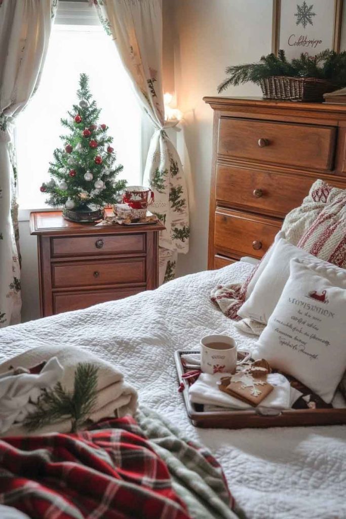 Cozy Guest Bedroom with Welcoming Christmas Details