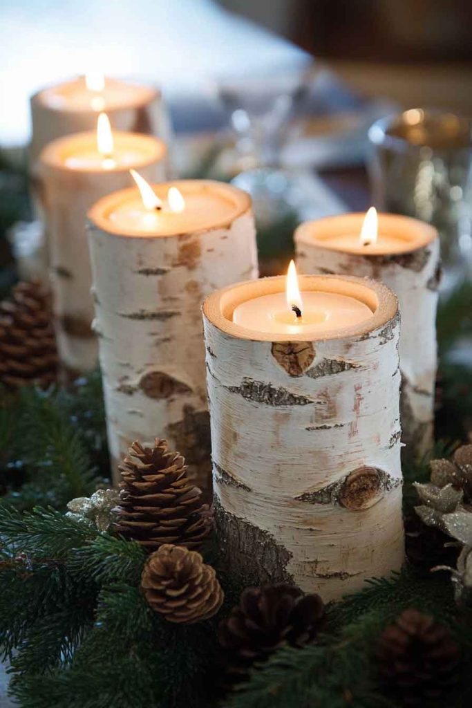 Birch Log Candle Holders