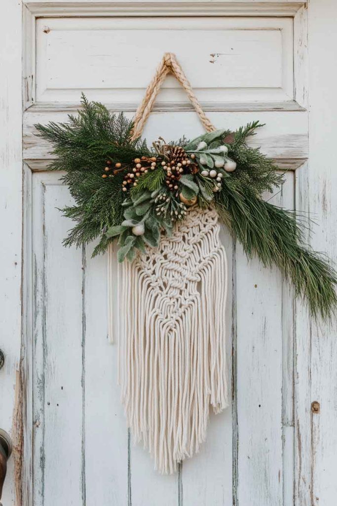 Bohemian Macramé Door Hanging with Greenery