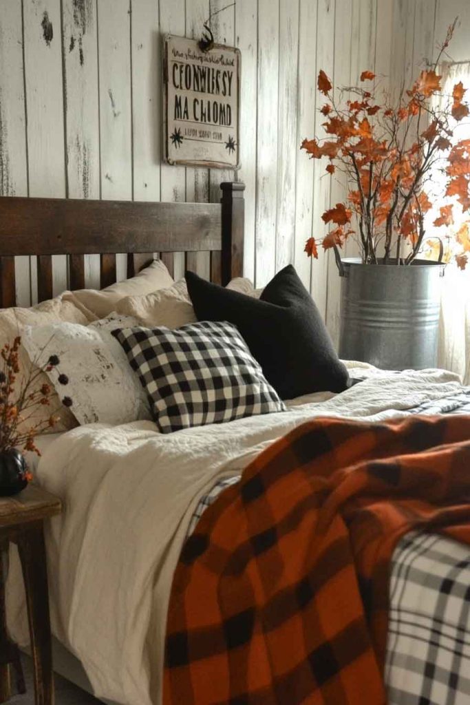 Rustic Halloween Bedroom with Farmhouse Charm