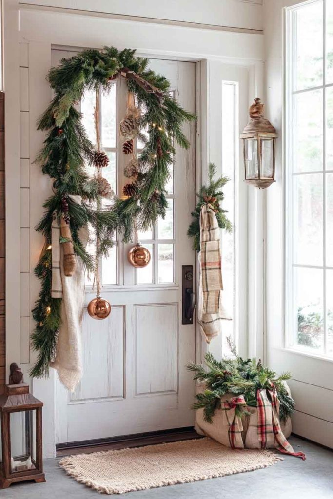 Rustic Farmhouse Door Garland with Burlap