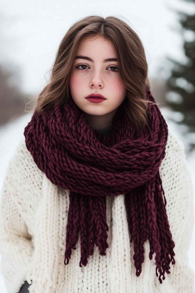 Knitted Cozy Scarves in Winter Colors