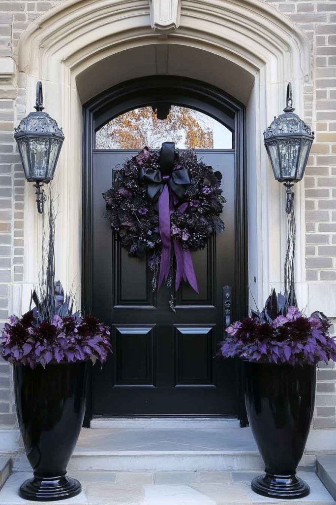 Elegant Gothic Entrance with Black Wreath