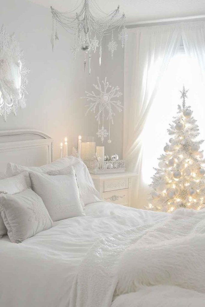 Winter Wonderland Bedroom with White and Silver Accents