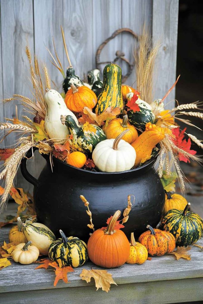 Autumn Harvest Display with Gourds