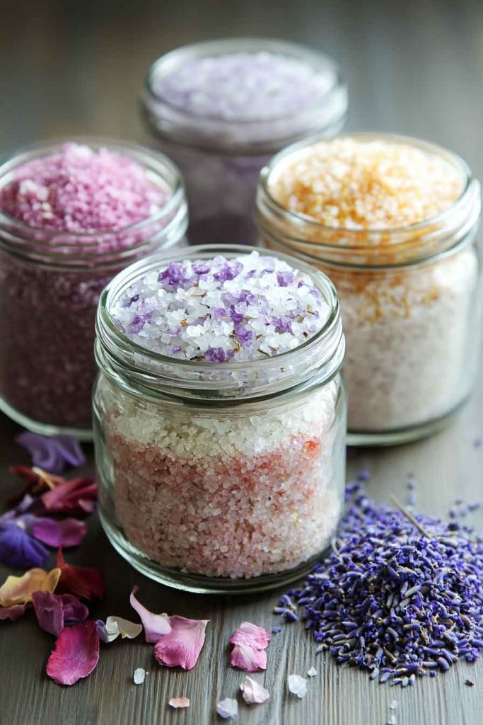 Homemade Bath Salts in Layered Jars
