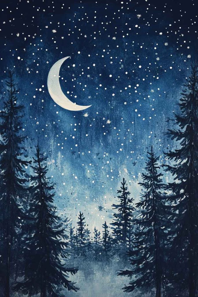 Peaceful Winter Night Sky Wallpaper