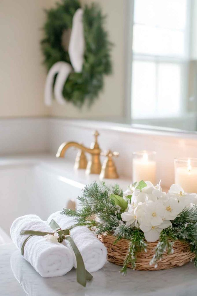 Elegant Bathroom with Spa-Like Christmas Touches