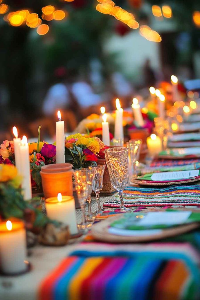 Bright Textile and Candle Layering