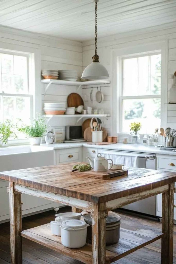 Farmhouse Table as Kitchen Island