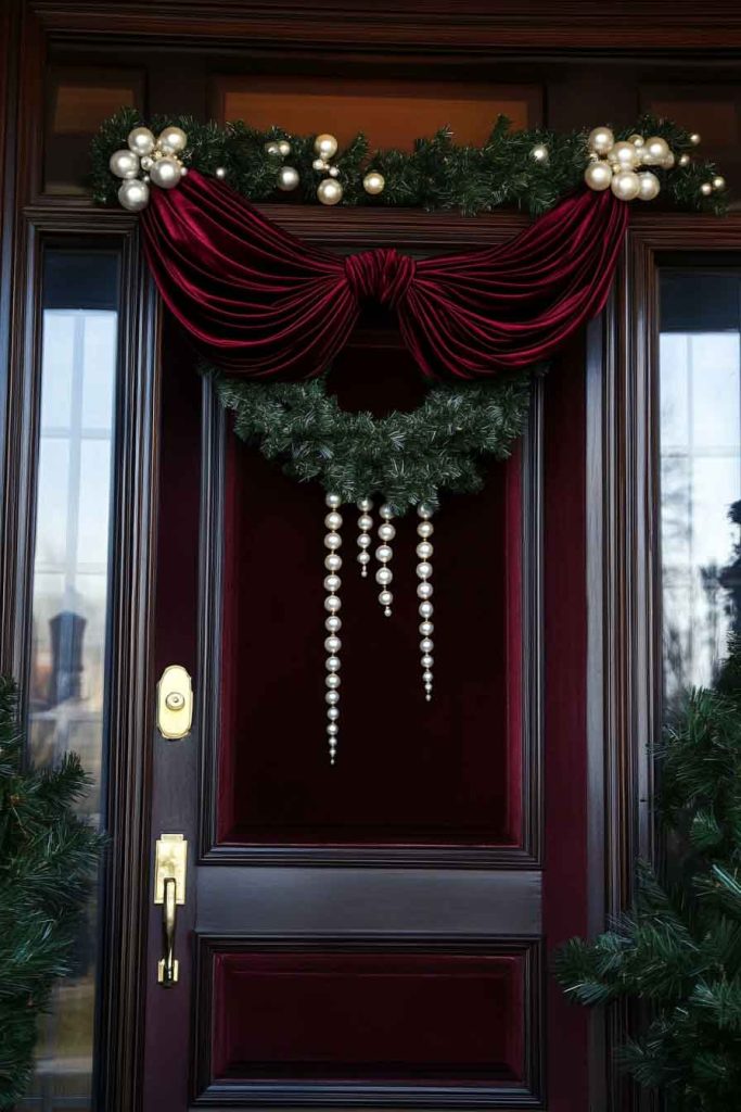 Plush Velvet and Pearl Door Bow