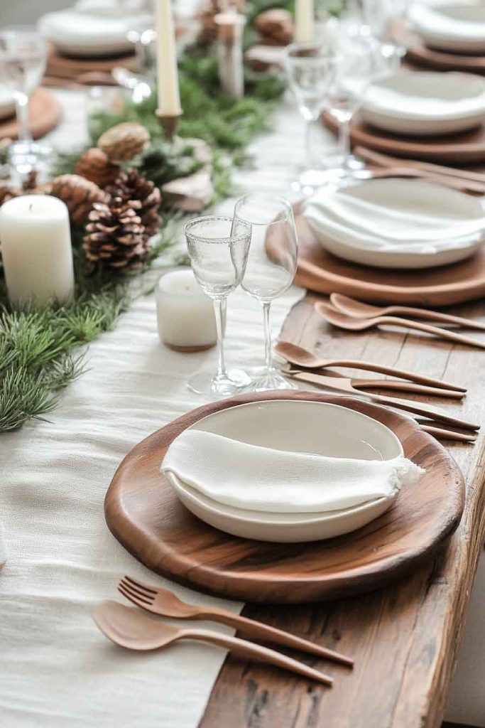 Natural Linen and Wood Organic Table