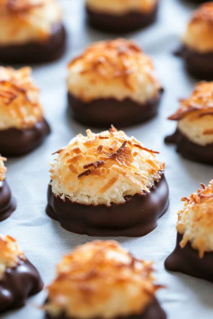 Coconut Macaroons Dipped in Chocolate