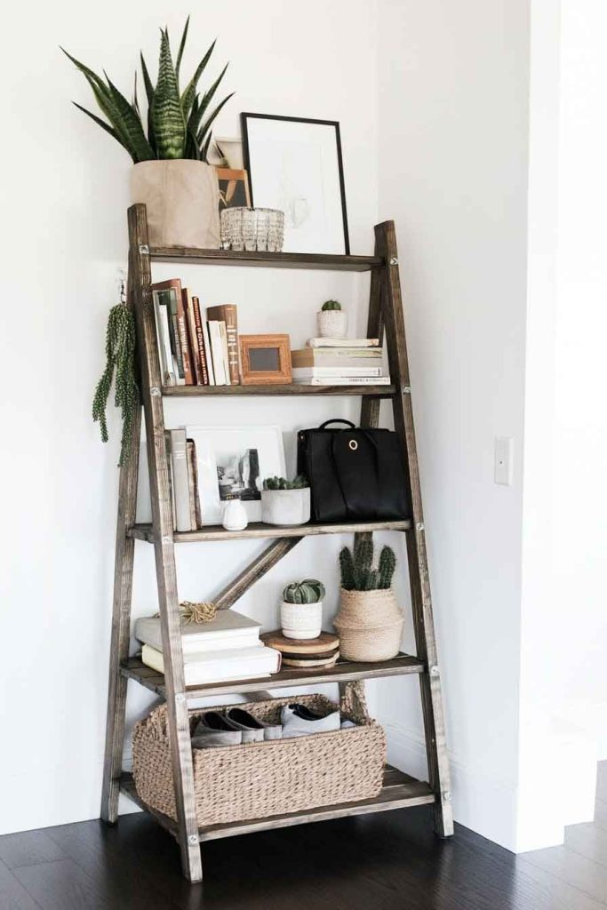 Display Books and Objects on a Ladder Shelf